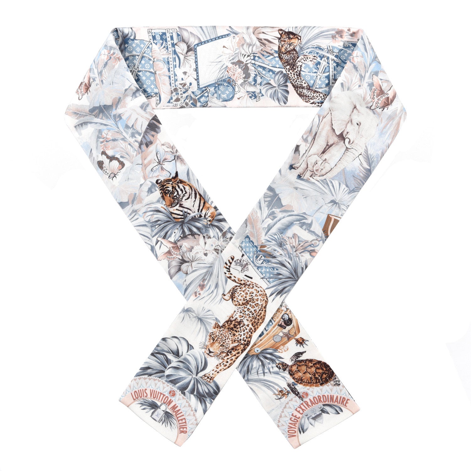 Louis Vuitton Silk Voyage Extraordinaire Bandeau Blue Grey 1 of 3