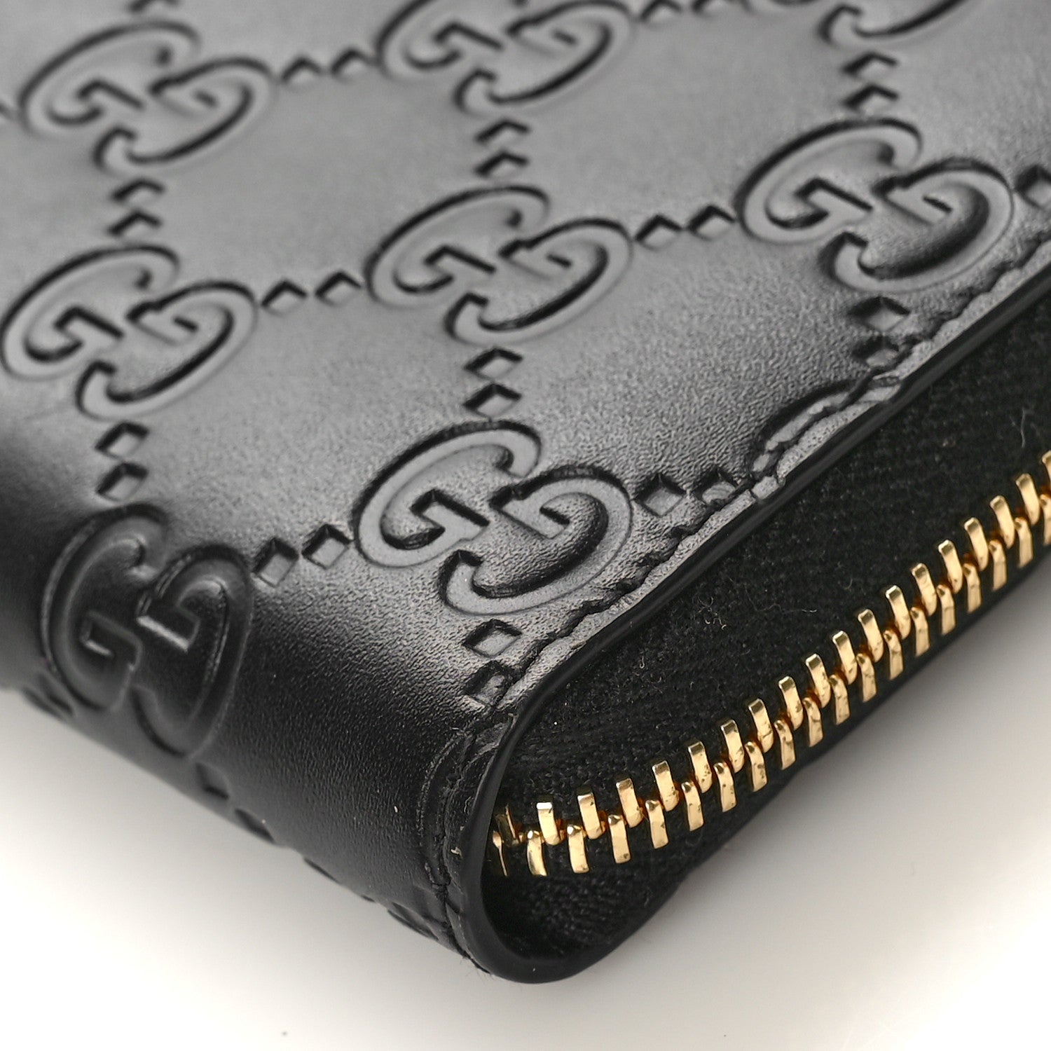 Gucci Guccissima Zip Around Card Case Black 8 of 9