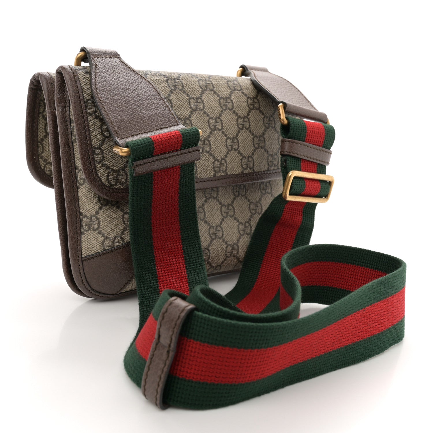 Gucci GG Supreme Monogram Web Small Neo Vintage Double Flap Messenger Bag Beige New Acero 3 of 10