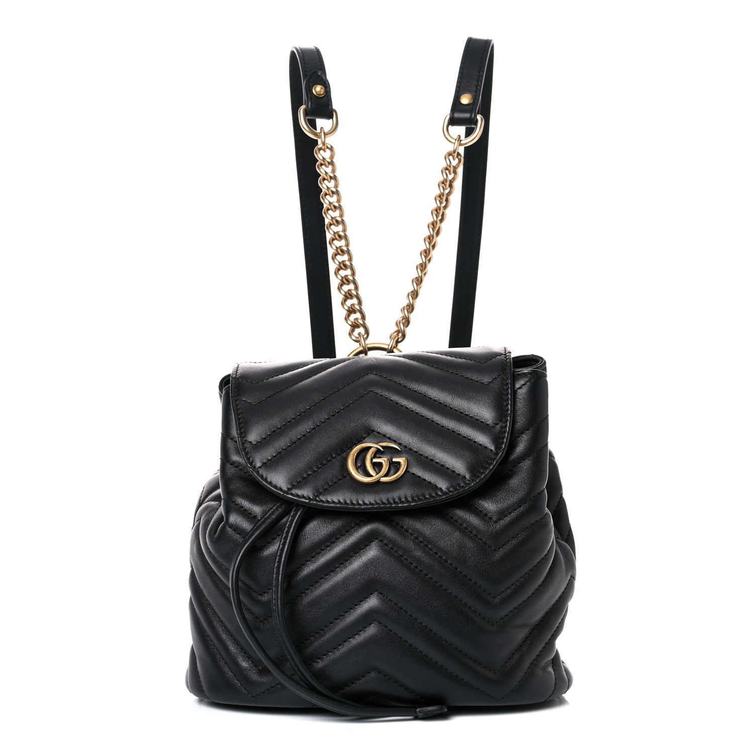 Gucci Calfskin Matelasse GG Marmont Flap Backpack Black 1 of 10