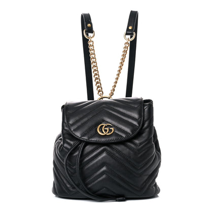 Gucci Calfskin Matelasse GG Marmont Flap Backpack Black 1 of 10