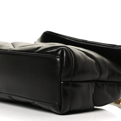 Saint Laurent Lambskin Quilted Toy Loulou Puffer Monogram Chain Satchel Black 10 of 13