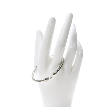 David Yurman Sterling Silver 18K Yellow Gold 5mm Cable Classic Buckle Bracelet 2 of 5