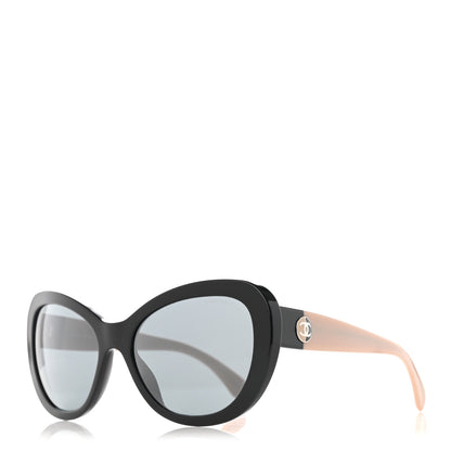 Chanel Acetate Cat Eye Sunglasses 5321 Black Beige 1 of 8