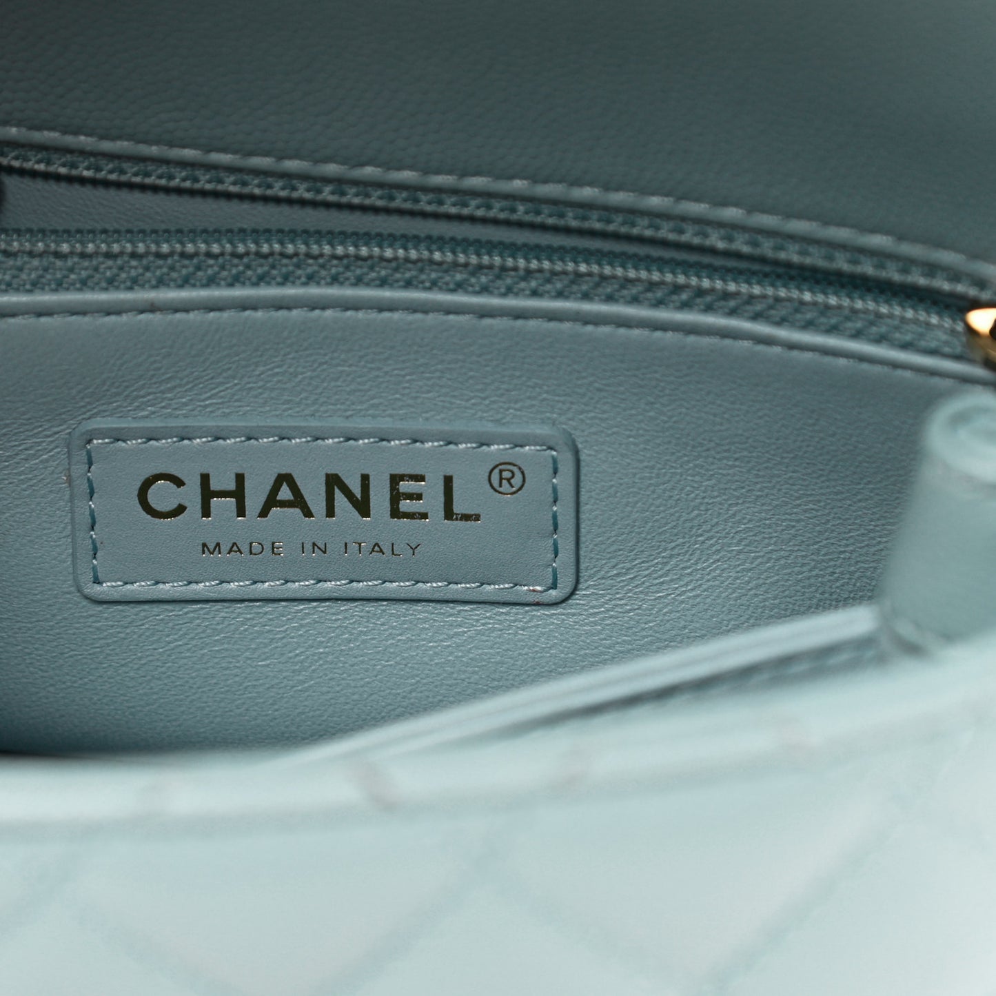 Caviar Quilted Mini Coco Handle Flap Light Blue