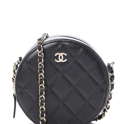 Chanel Caviar Quilted Round Clutch With Chain Black 9 of 10