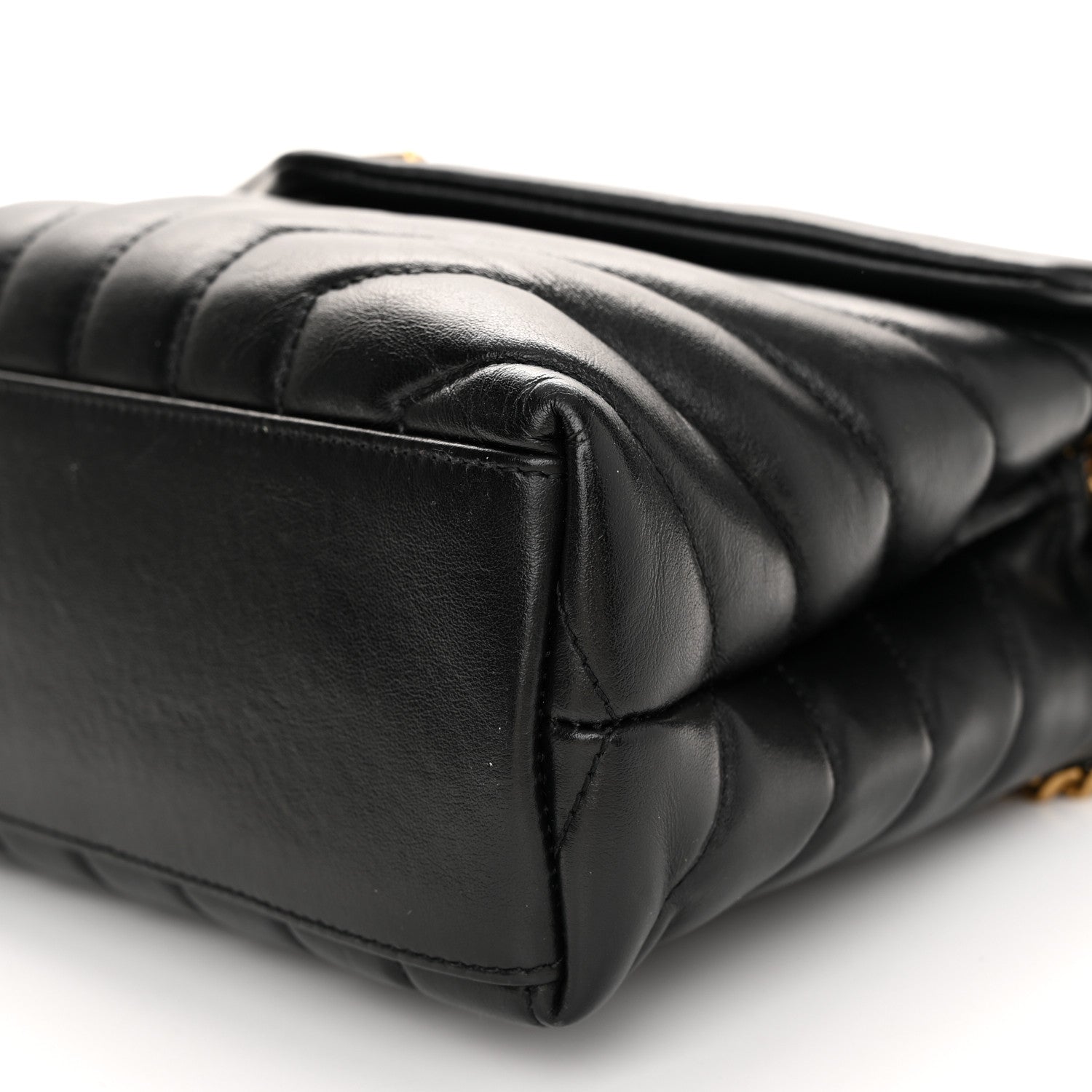 Saint Laurent Calfskin Y Quilted Monogram Small Loulou Chain Satchel Black 9 of 11