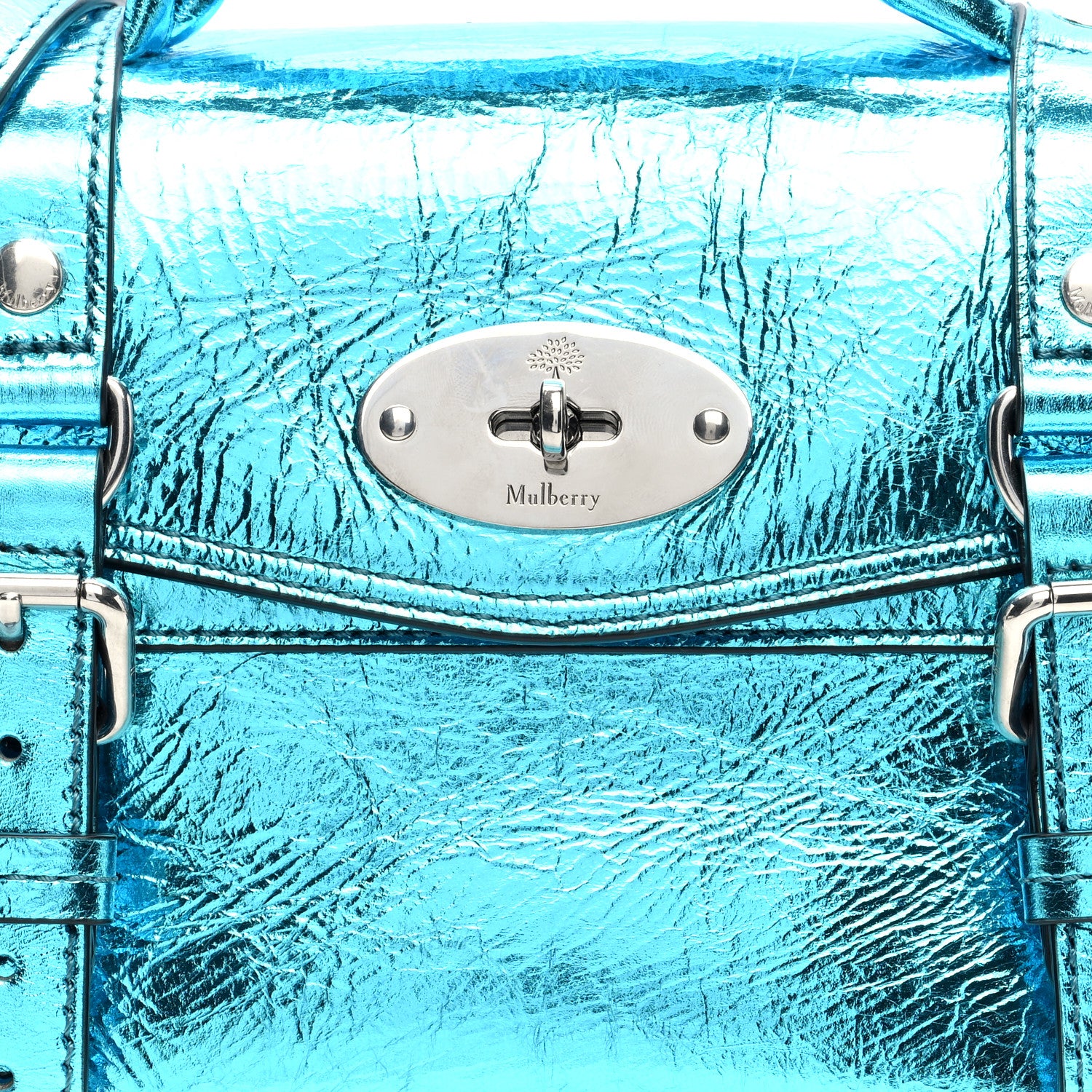 Mulberry Metallic Crinkled Calfskin Mini Alexa Portobello Blue 7 of 9