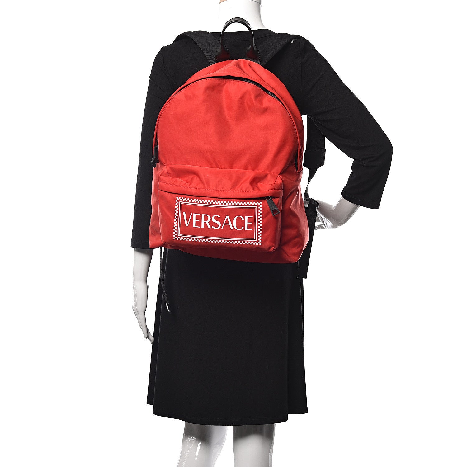 Versace Nylon 90's Vintage Logo Backpack Red White 2 of 9