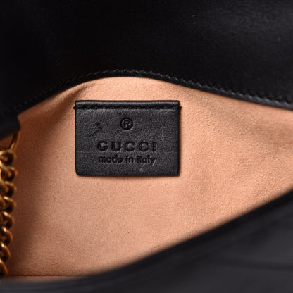 Gucci Calfskin Matelasse Super Mini GG Marmont Shoulder Bag Black 9 of 10