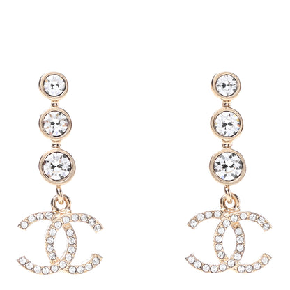 Chanel Crystal CC Drop Earrings Gold 1 of 4