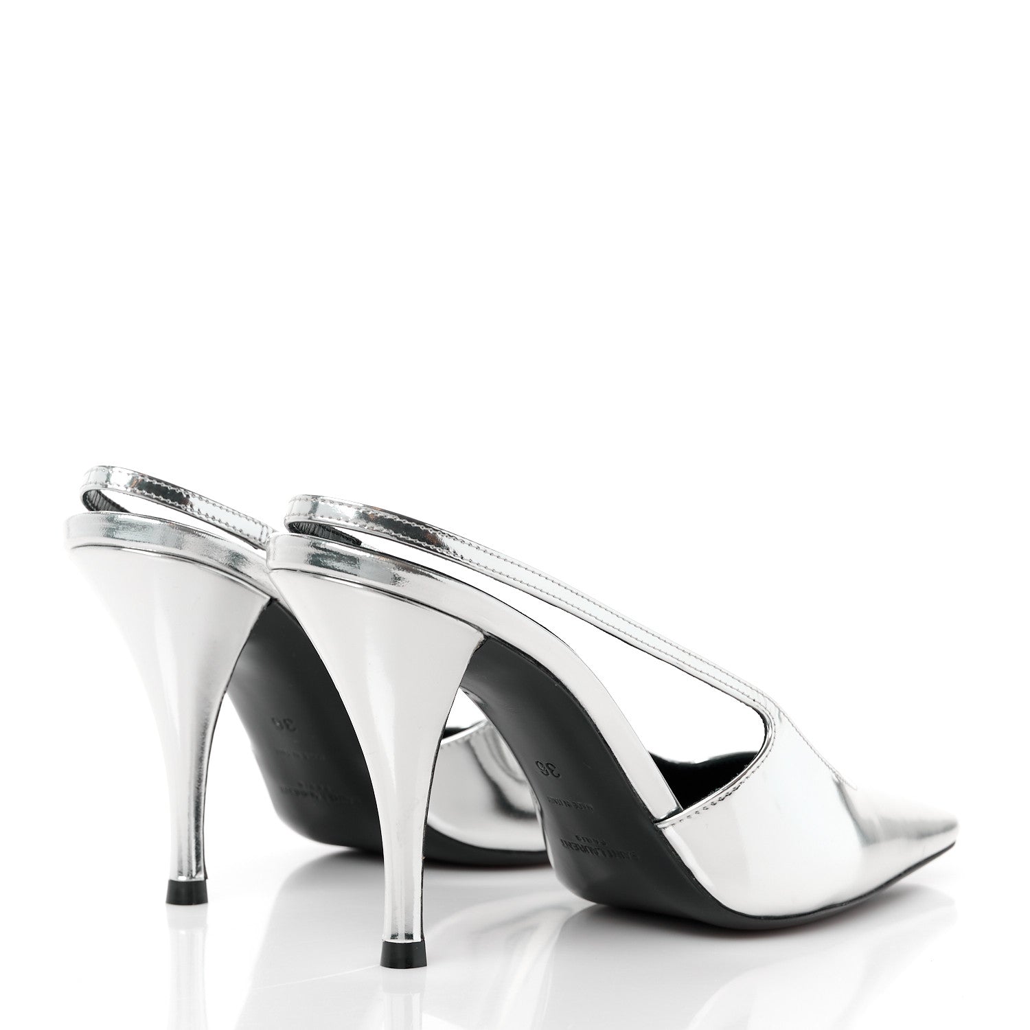 Saint Laurent Patent Tom 90 Dream Slingback Pumps 36 Argento 4 of 9