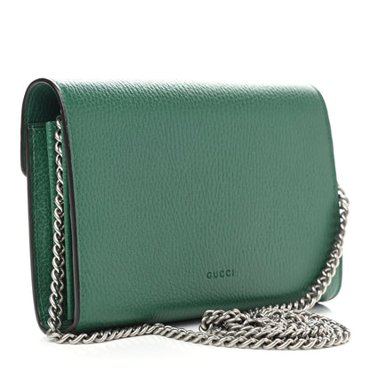 Gucci Calfskin Mini Dionysus Chain Wallet Emerald 3 of 11