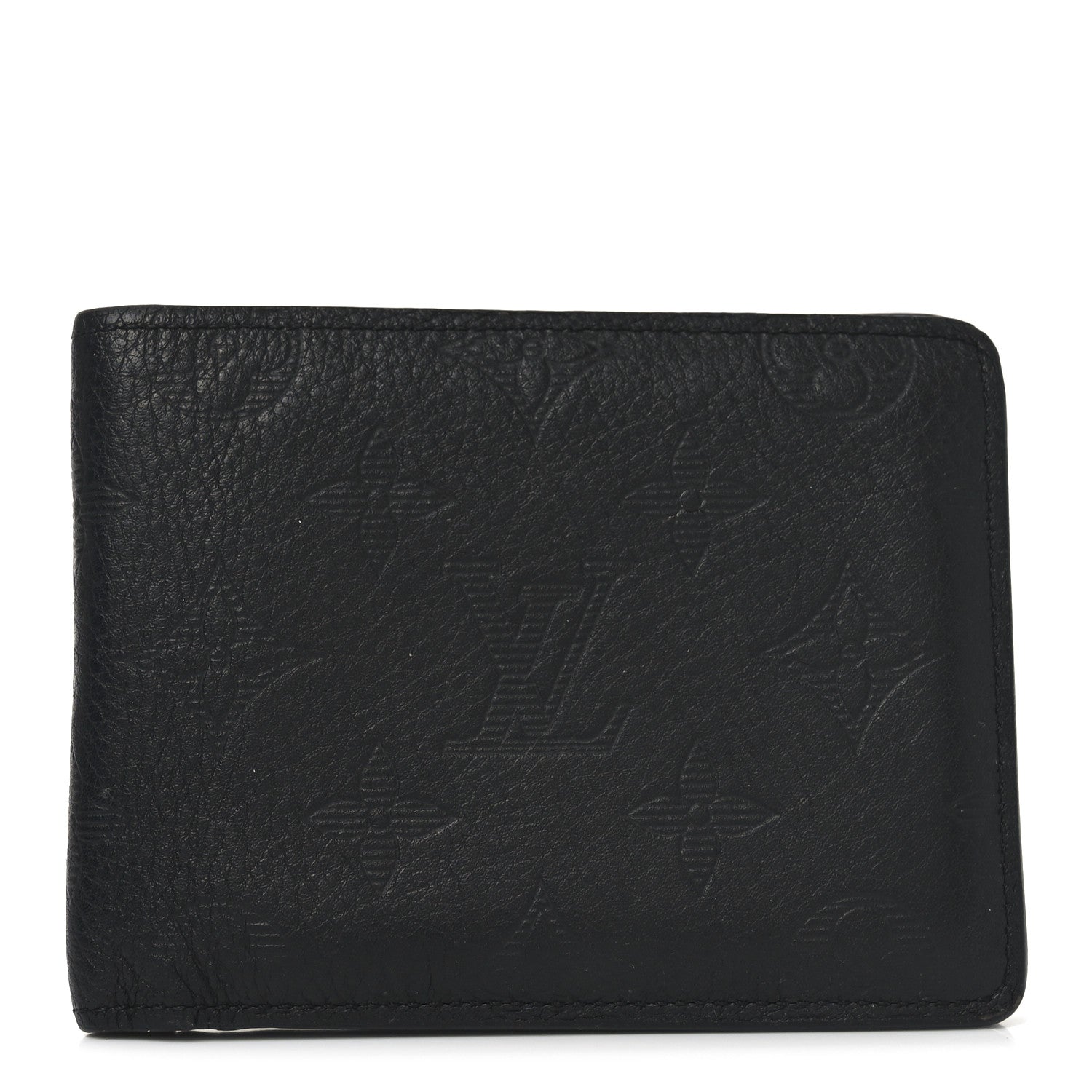 Louis Vuitton Calfskin Monogram Shadow Multiple Wallet Black 2 of 12