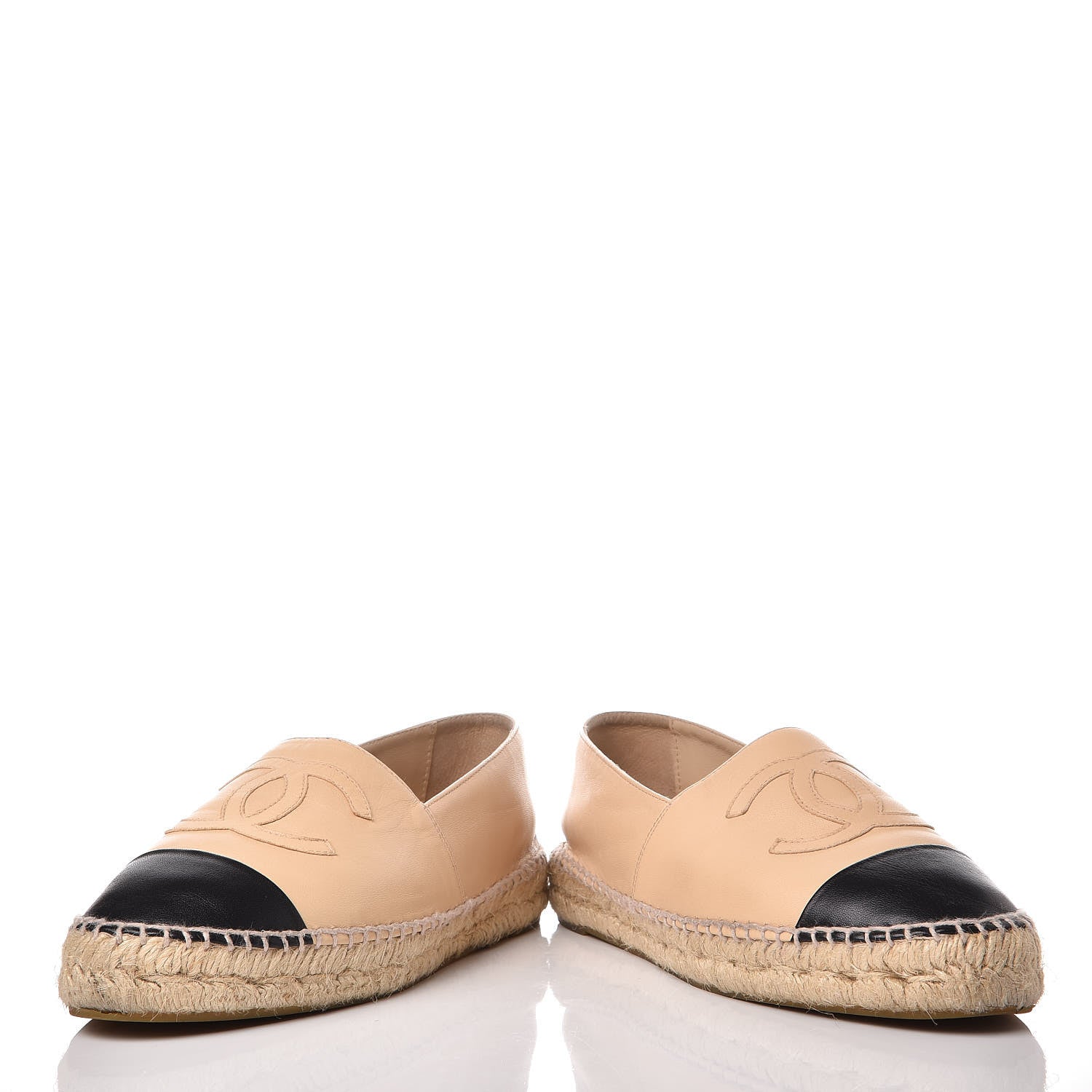 Chanel Lambskin CC Espadrilles 39 Beige Black 6 of 13