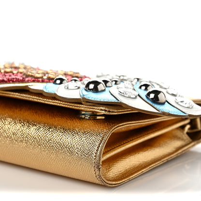 Dolce & Gabbana Metallic Calfskin Crystal Embellished DG Wing Shoulder Bag Gold Multicolor 8 of 8