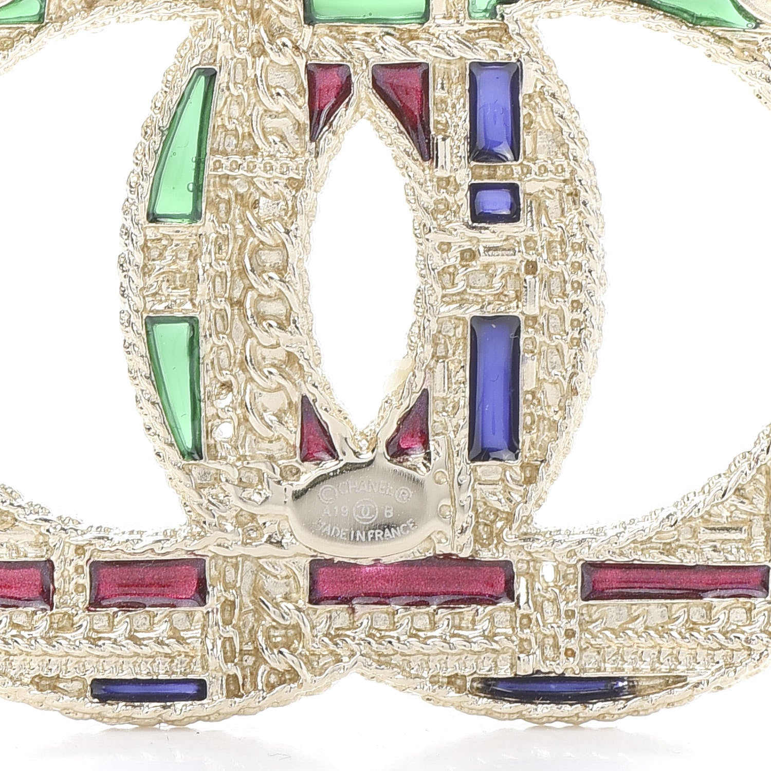 Chanel Crystal Pearl CC Tweed Brooch Gold Multicolor 4 of 5