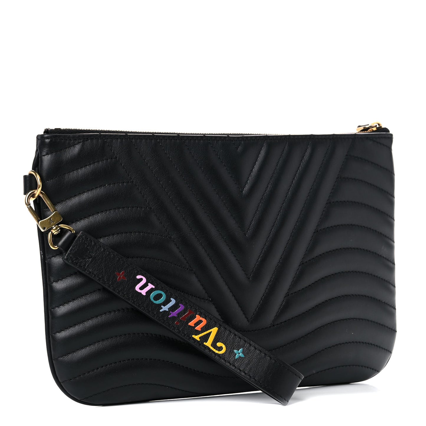 Calfskin New Wave Zipped Pochette Black