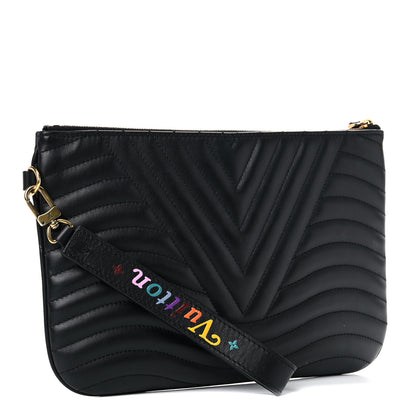 Louis Vuitton Calfskin New Wave Zipped Pochette Black 2 of 10