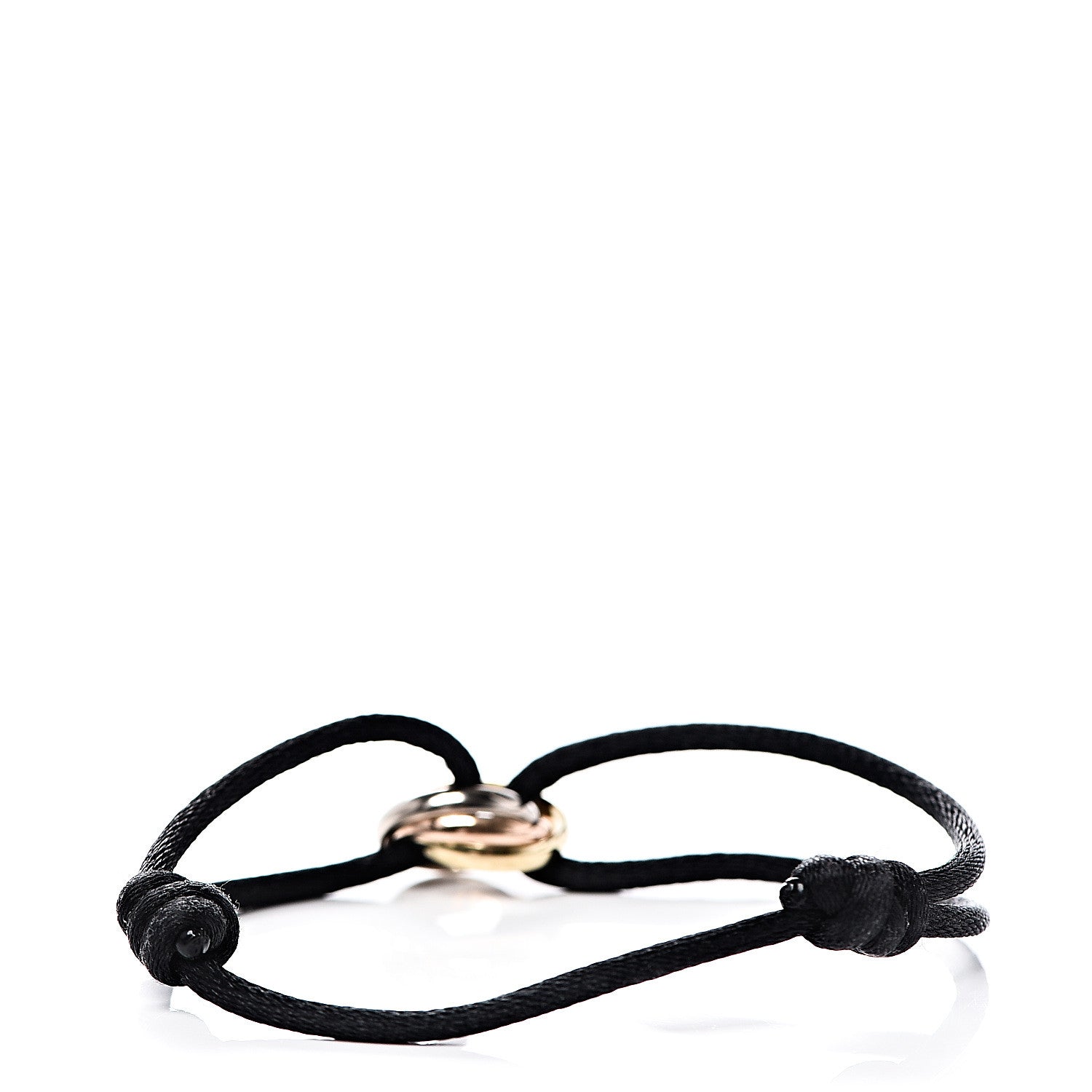 Cartier 18K Pink Yellow White Gold Trinity Adjustable Cord Bracelet Black 3 of 5