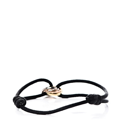 Cartier 18K Pink Yellow White Gold Trinity Adjustable Cord Bracelet Black 3 of 5