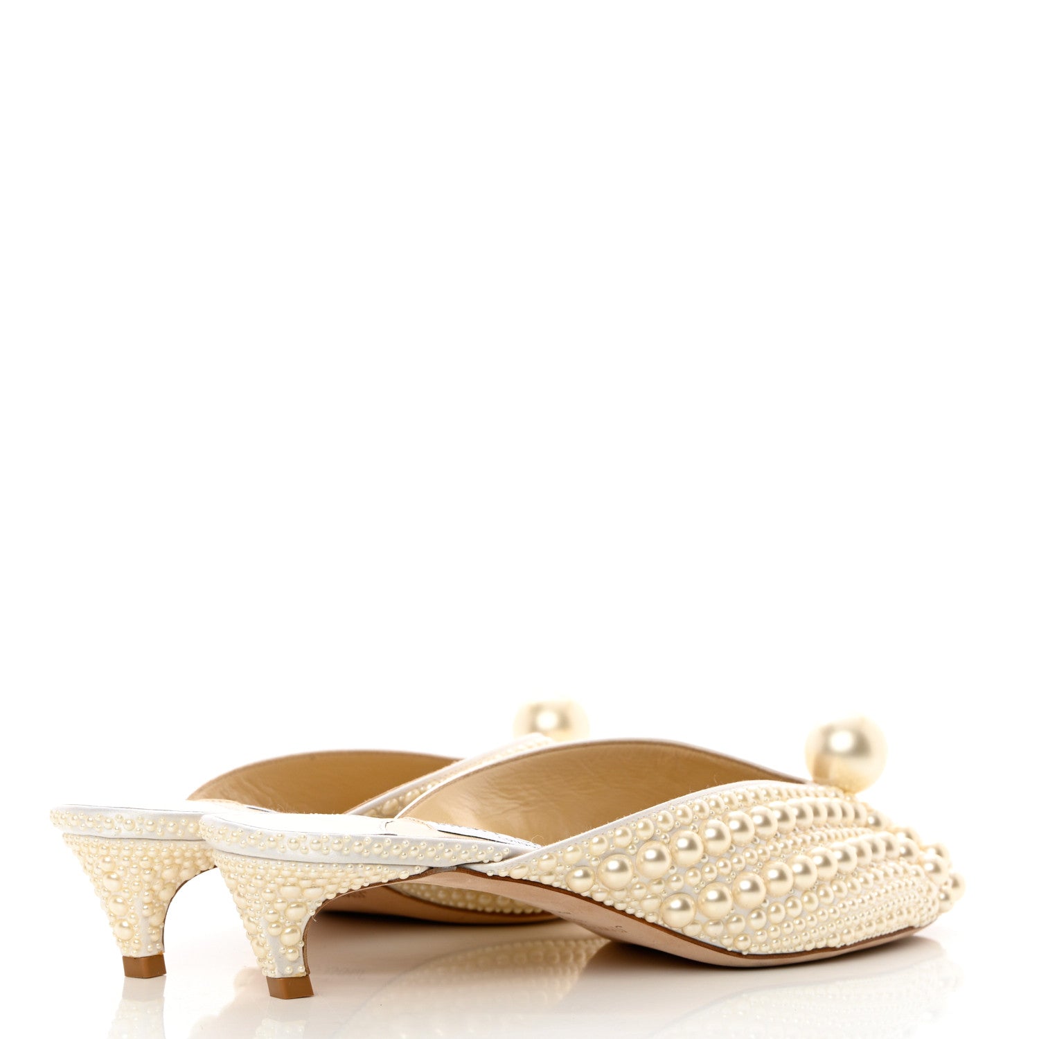 Jimmy Choo Satin Samantha Pearl Mules 39 White 7 of 16