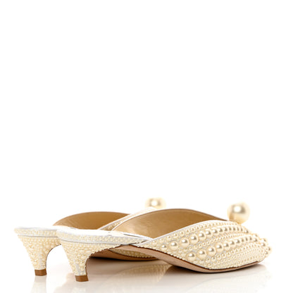 Jimmy Choo Satin Samantha Pearl Mules 39 White 7 of 16
