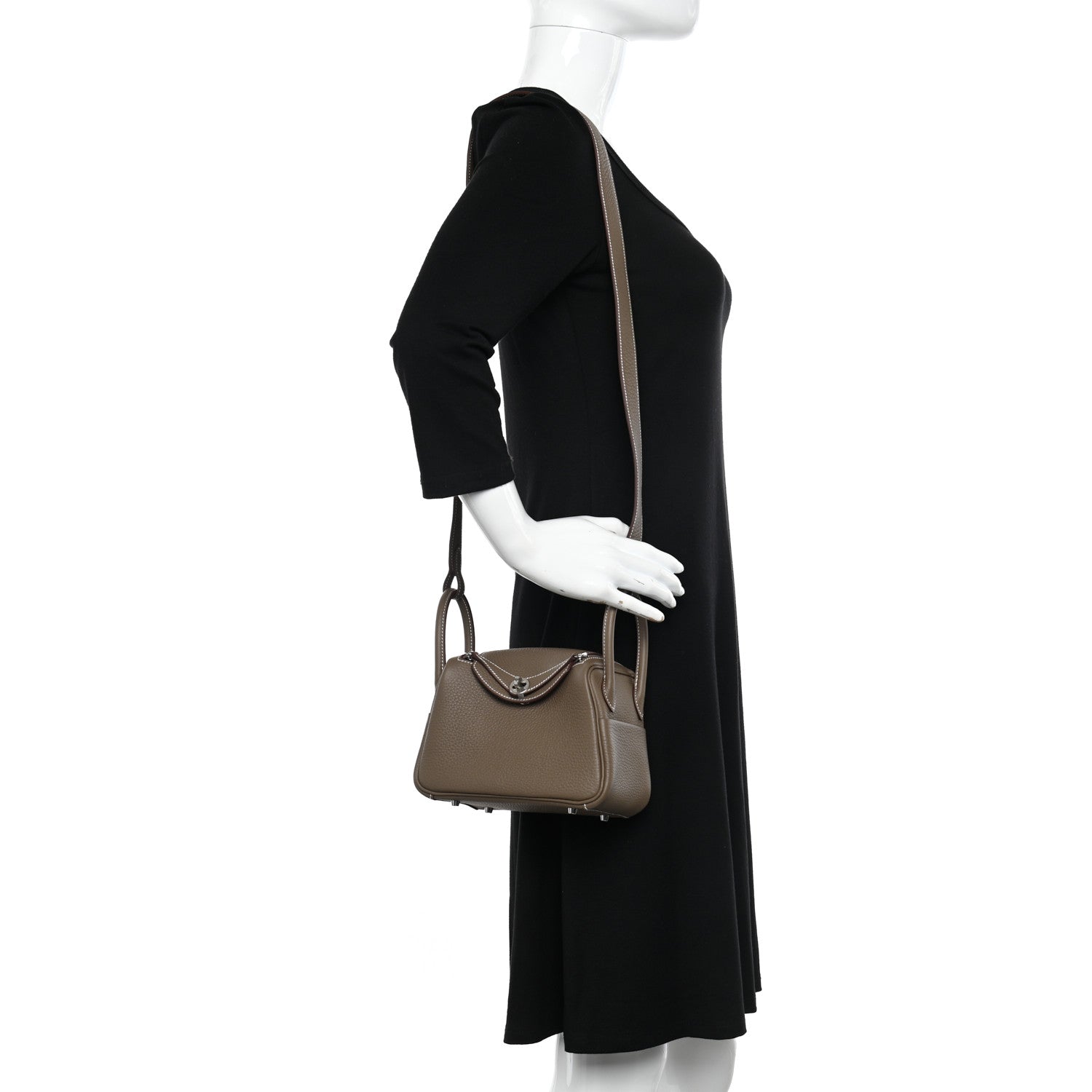 Hermes Taurillon Clemence Mini Lindy 20 Etoupe 2 of 11