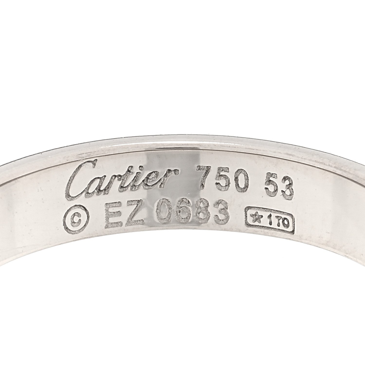 Cartier 18K White Gold 3.5mm LOVE Wedding Band Ring 53 6.5 4 of 4