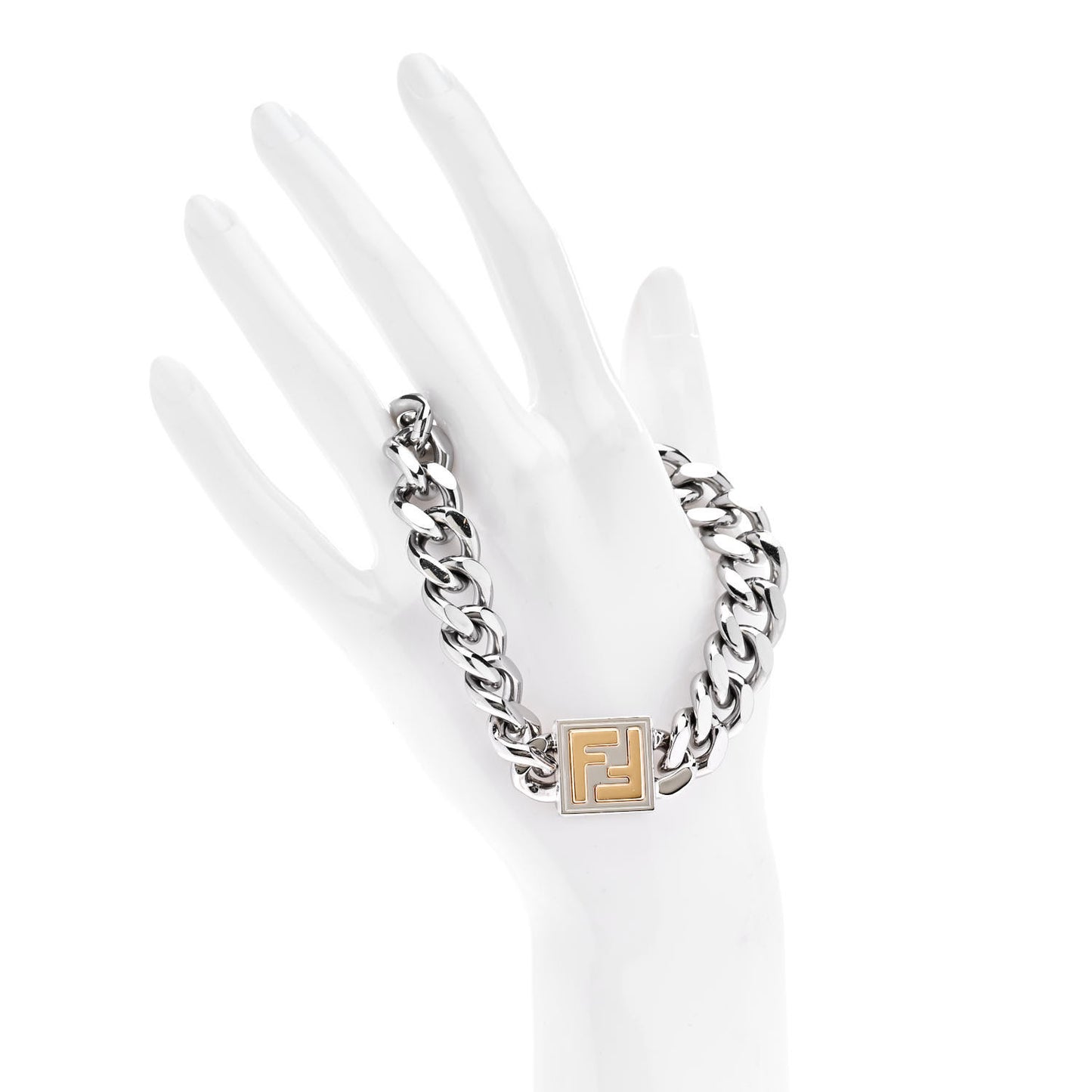 Palladium FF Curb Link Bracelet Gold Silver