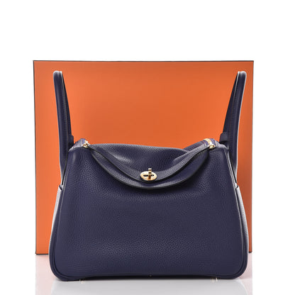 Hermes Taurillon Clemence Lindy 30 Bleu Encre 14 of 14