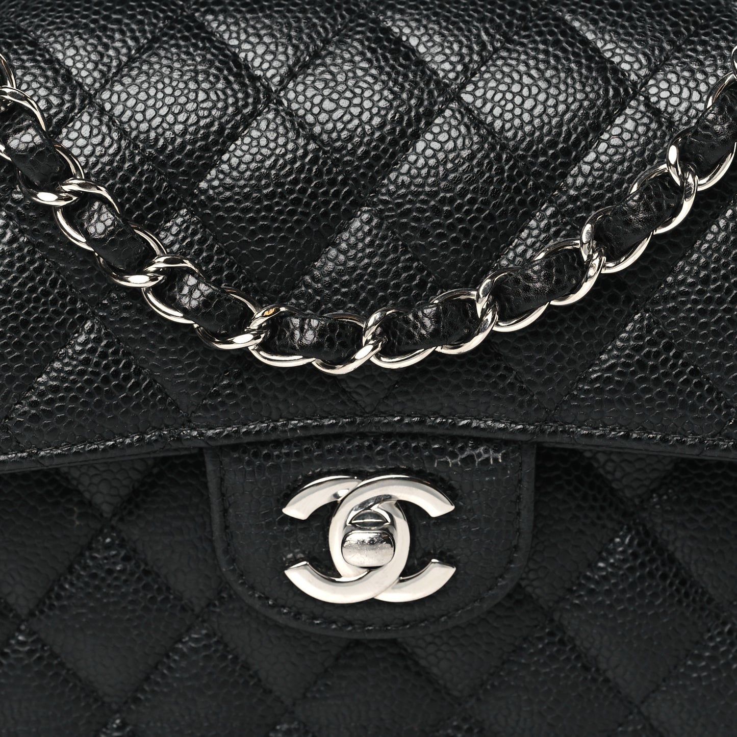 Caviar Quilted Small Double Flap Black