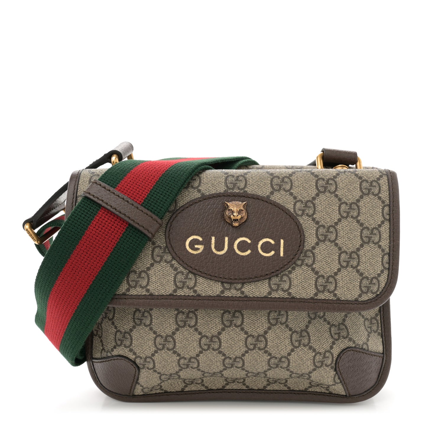 GG Supreme Monogram Web Small Neo Vintage Double Flap Messenger Bag Beige New Acero