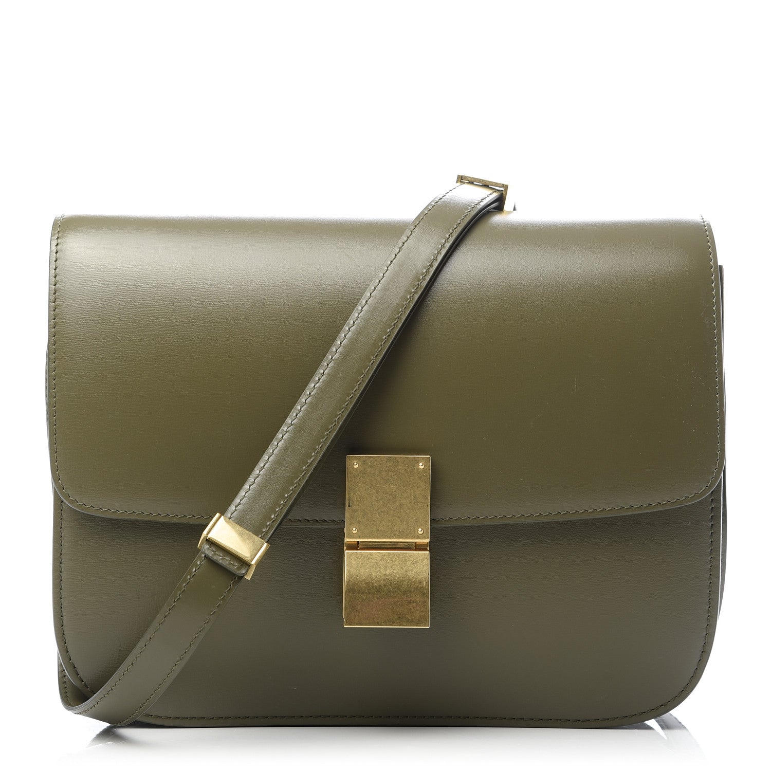 Celine Box Calfskin Classic Box Medium Flap Bag Army Green 1 of 9
