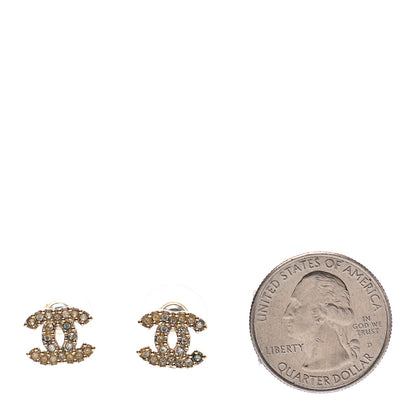 Chanel Crystal CC Earrings Gold 2 of 3
