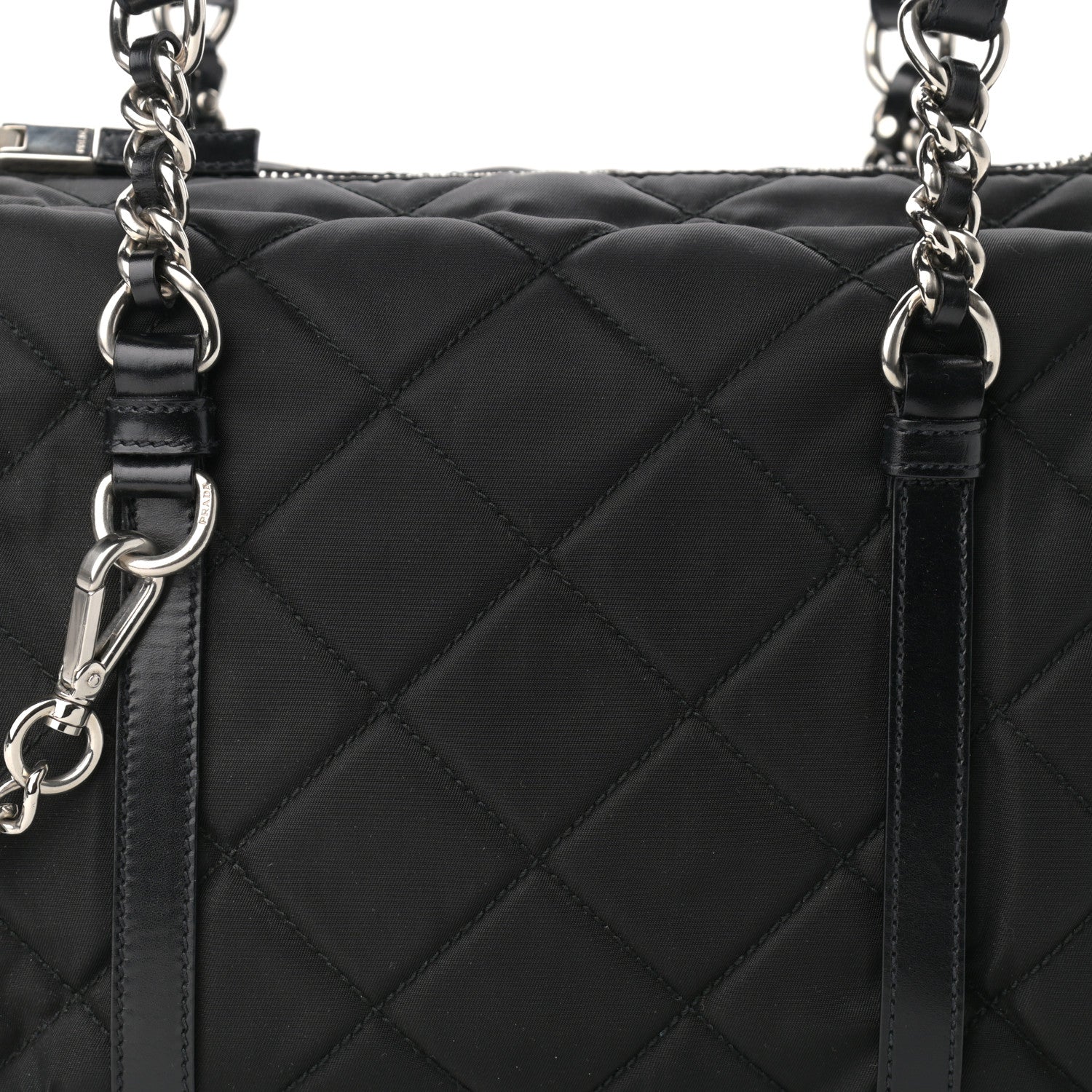 Prada Nylon Tessuto Quilted Chain Shoulder Bag Black 7 of 9