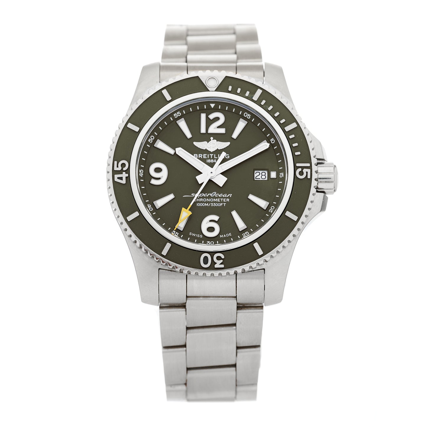 Stainless Steel 44mm Super Ocean Chronometer Automatic Watch Green A17367A11L1W1