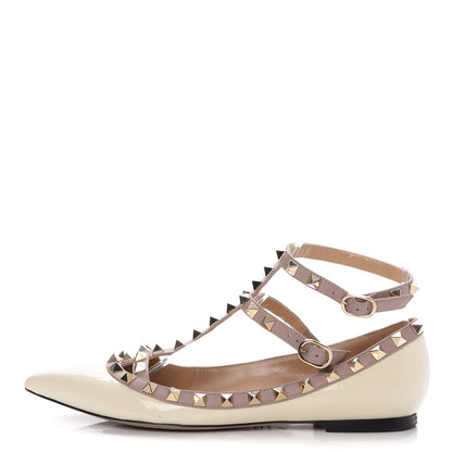 Valentino Garavani Patent Rockstud Cage Ballerina Flats 36 Light Ivory Poudre 1 of 17