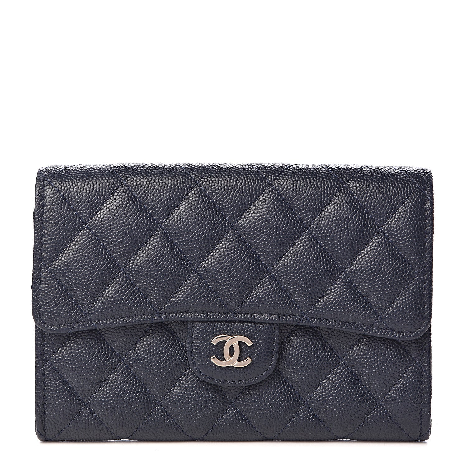 Chanel Caviar Quilted Medium Flap Wallet Navy 1 of 9