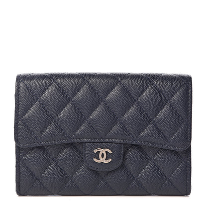 Chanel Caviar Quilted Medium Flap Wallet Navy 1 of 9