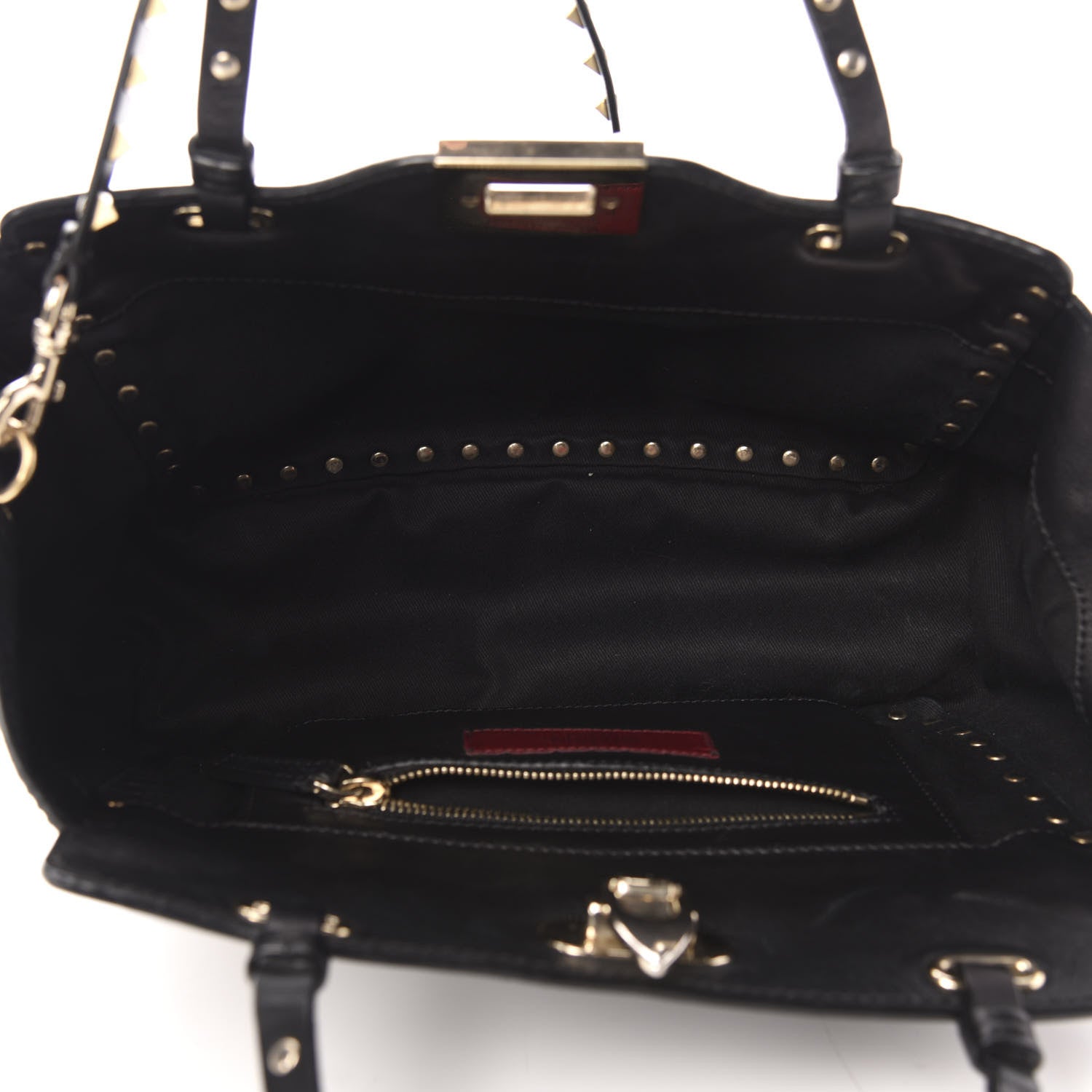 Valentino Garavani Vitello Small Rockstud Tote Black 6 of 12