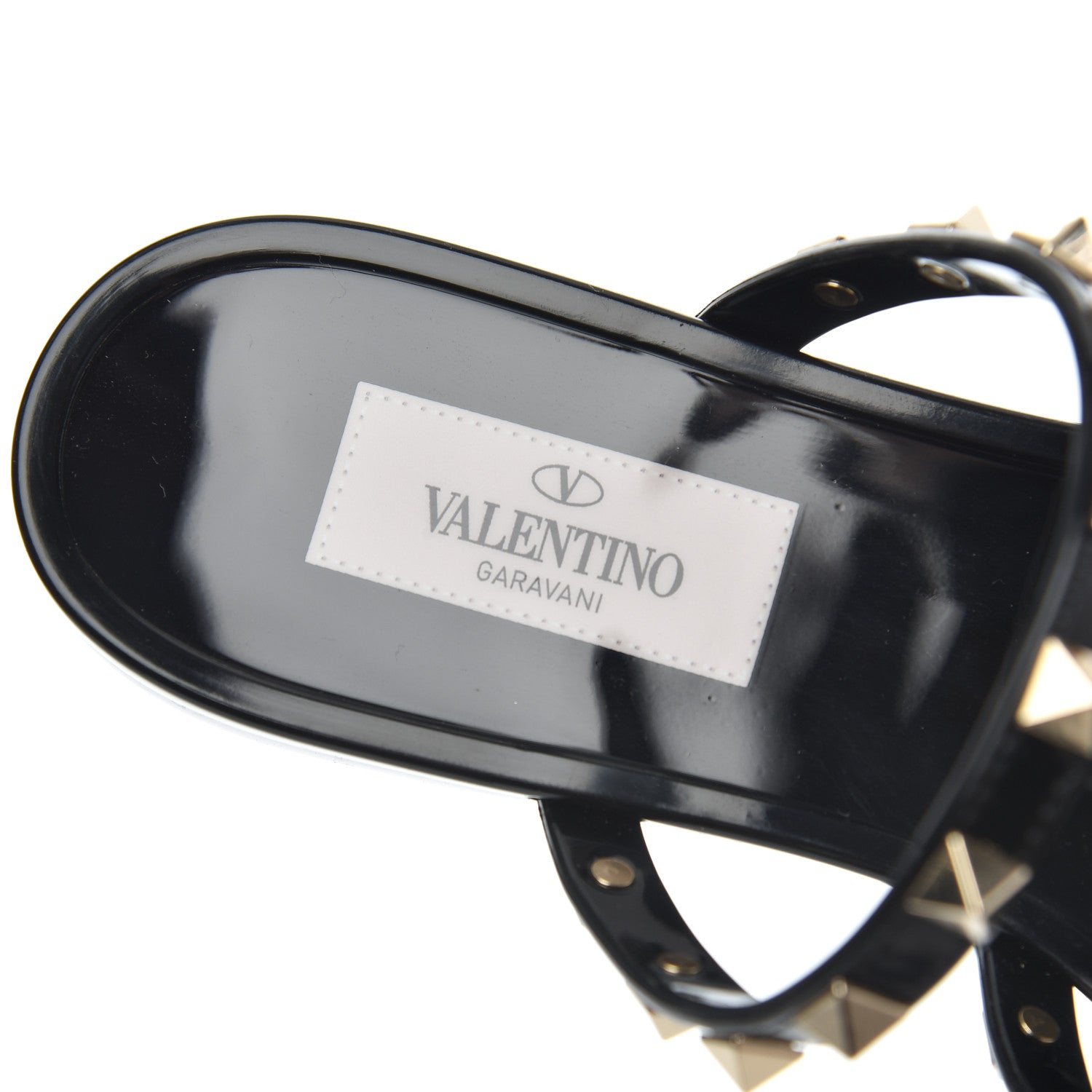 Valentino Garavani PVC Jelly Rockstud Caged Flat Thong Sandals 37 Black 6 of 8