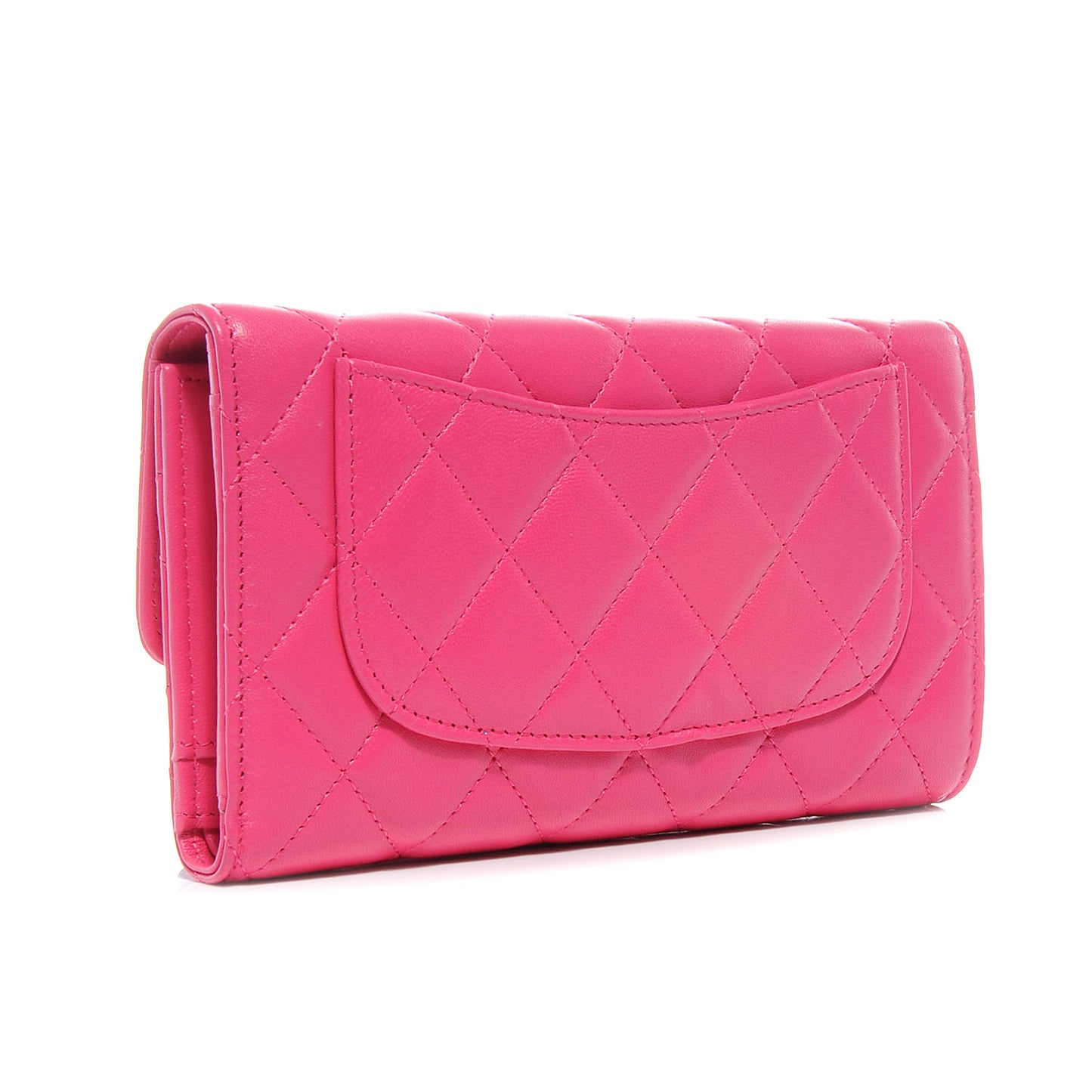 Lambskin Quilted Large Flap Wallet Fuchsia