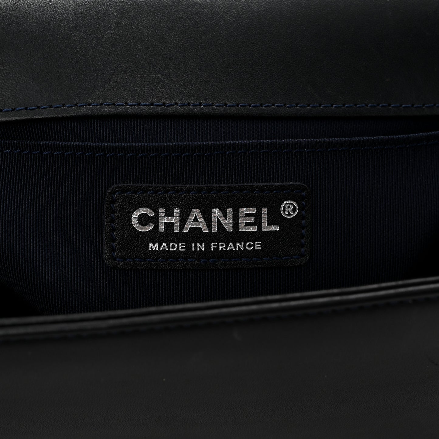 Tweed Lambskin Woven Medium Boy Flap Navy Blue