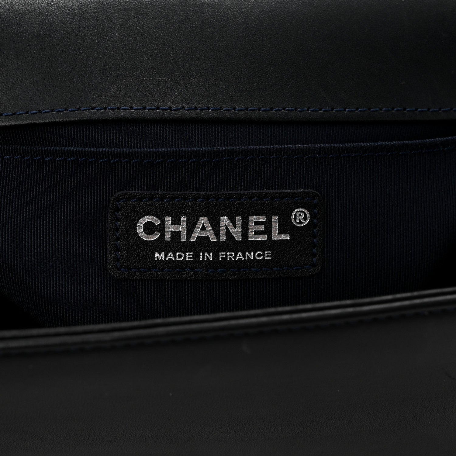 Chanel Tweed Lambskin Woven Medium Boy Flap Navy Blue 6 of 10