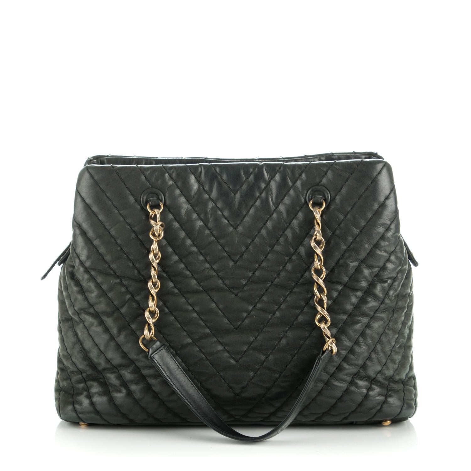 Chanel Iridescent Calfskin Surpique Chevron Tote Black 1 of 7