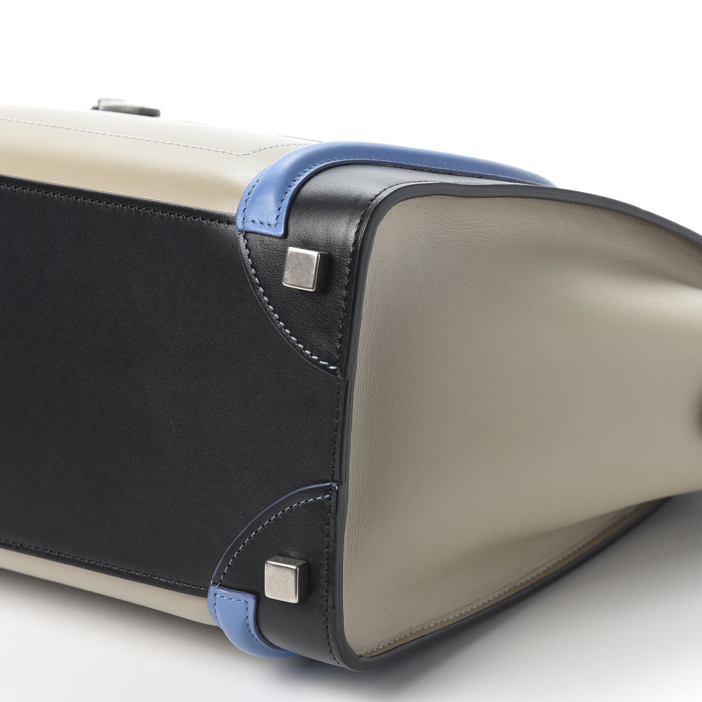 Shiny Smooth Calfskin Micro Tri-Color Luggage Quartz