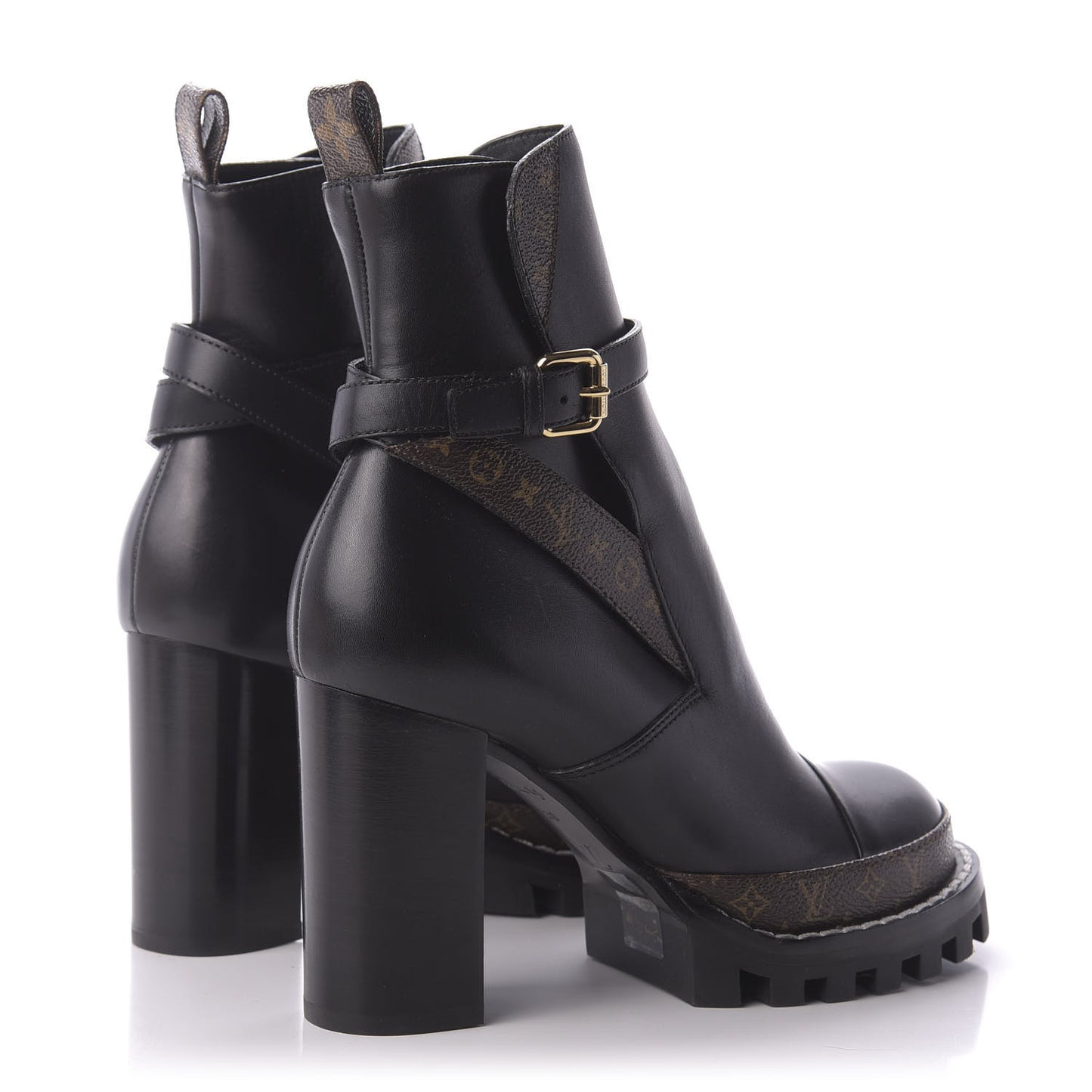 Calfskin Monogram Star Trail Ankle Boots 38 Black