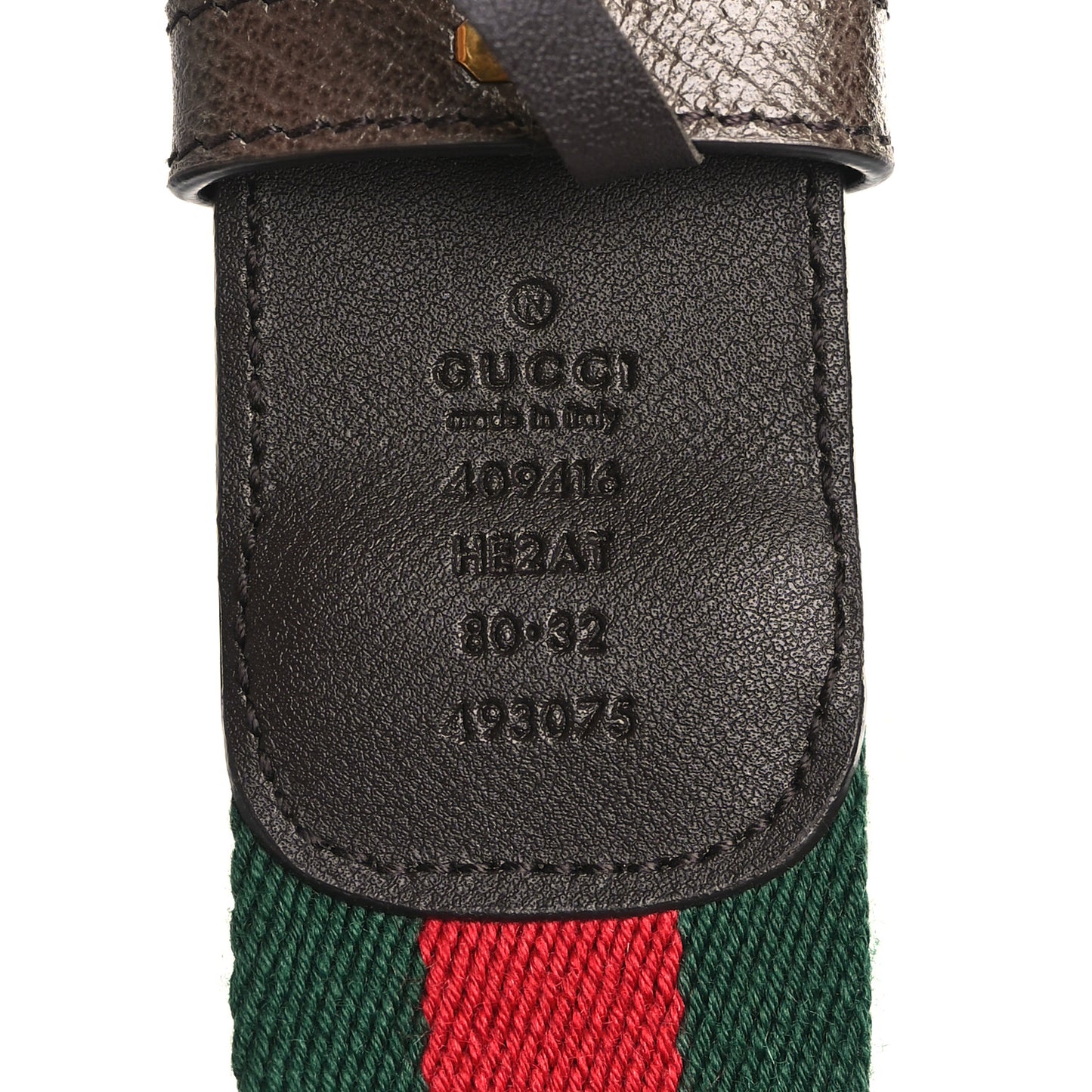 Nylon Textured Dollar Calfskin Double G Web 40mm Belt 80 32 Green Red Dark Cocoa