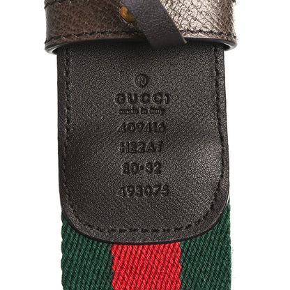 Gucci Nylon Textured Dollar Calfskin Double G Web 40mm Belt 80 32 Green Red Dark Cocoa 4 of 6